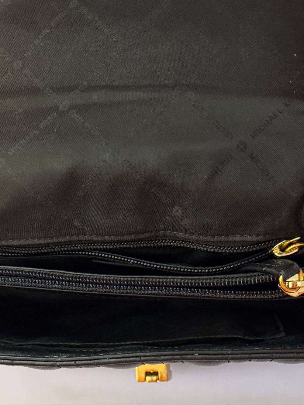 Michael Kors Black Quilted Floral Leather Chain Shoulder Bag Gold Medium - Picture 5 of 7